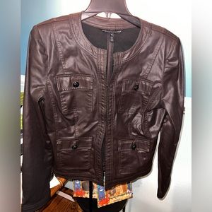 WHBM Wine Colored Coated Denim Jacket EUC